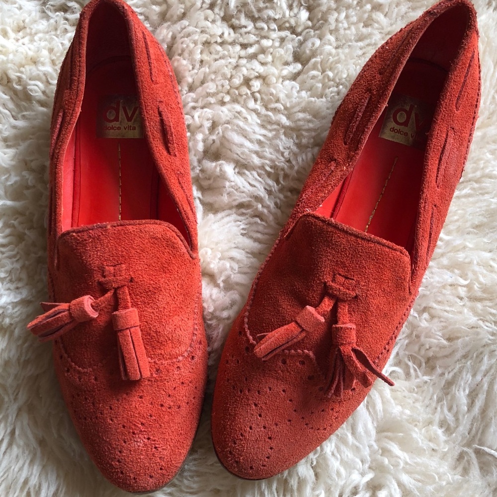Burnt orange tassel Oxford loafers